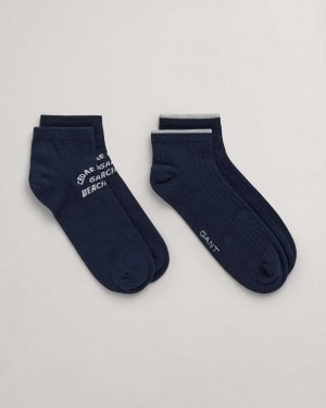 Gant 2-Pack Ankle Men's Socks Evening Blue | HVDQJ-1429