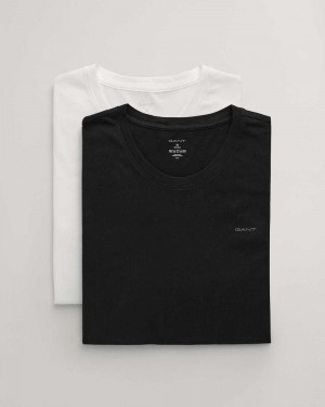 Gant 2-Pack Crew Neck Men's T-Shirt Black White | VWDTY-5843