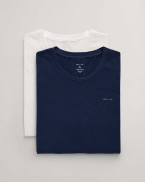 Gant 2-Pack Crew Neck Men's T-Shirt Navy White | EYDIO-2580