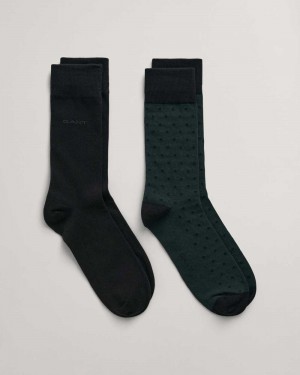 Gant 2-Pack Dot & Solid Men's Socks Tartan Green | SNOQV-2349