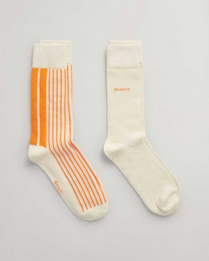 Gant 2-Pack Striped Ribbed Men's Socks Pumpkin Orange | FXYGV-1045