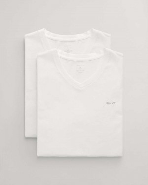 Gant 2-Pack V-Neck Men's T-Shirt White | SVXTF-0738