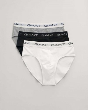 Gant 3-Pack Briefs Men's Trunks Grey Melange | AJYNS-3016