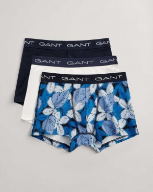 Gant 3-Pack Floral Print Men's Trunks Evening Blue | HPGXJ-0796