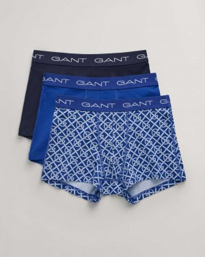 Gant 3-Pack G Patterned Men's Trunks College Blue | CZHTW-1206