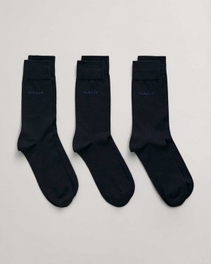 Gant 3-Pack Mercerized Cotton Men's Socks Marine | XATCV-9421