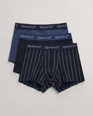 Gant 3-Pack Pinstripe Men's Trunks Evening Blue | BRNFH-8139