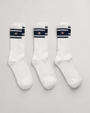 Gant 3-Pack Shield Sport Men's Socks White | LEVKT-5621