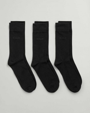 Gant 3-Pack Soft Cotton Men's Socks Black | CUOIF-1352