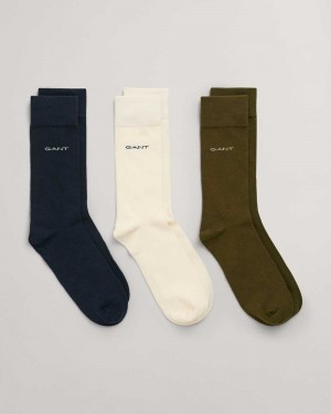 Gant 3-Pack Soft Cotton Men's Socks Dark Cactus | NXJLZ-8419