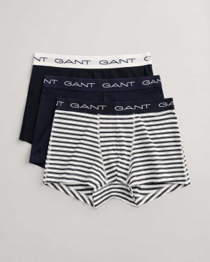 Gant 3-Pack Striped Men's Trunks Evening Blue | UDCRB-0835