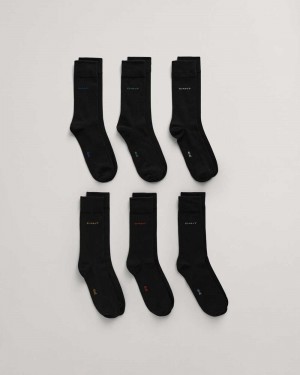 Gant 6-Pack Soft Cotton Men's Socks Black | SWOTQ-3498