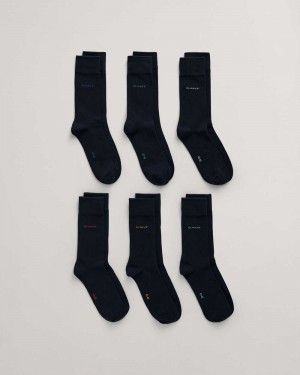 Gant 6-Pack Soft Cotton Men's Socks Marine | JIBVR-1083