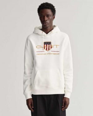 Gant Archive Shield Men's Hoodie Beige White | BFJMT-2741