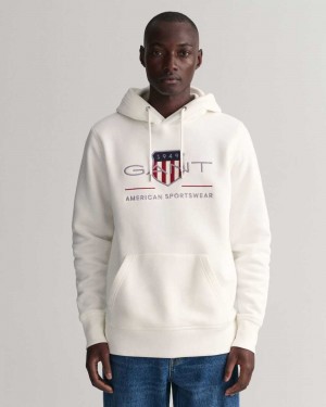 Gant Archive Shield Men's Hoodie Beige White | XBTLH-2795