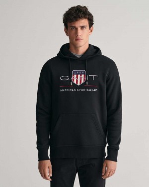 Gant Archive Shield Men's Hoodie Black | VQFHE-6293