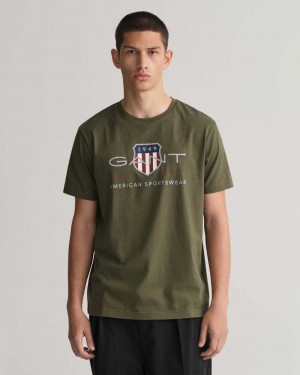 Gant Archive Shield Men's T-Shirt Juniper Green | OTSVD-4728