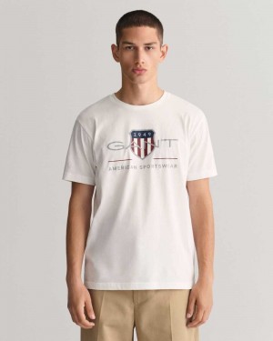 Gant Archive Shield Men's T-Shirt White | PDZNC-2738