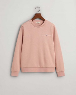 Gant Archive Shield Print Crew Neck Women's Sweatshirts Dusty Rose | YWRDK-9618