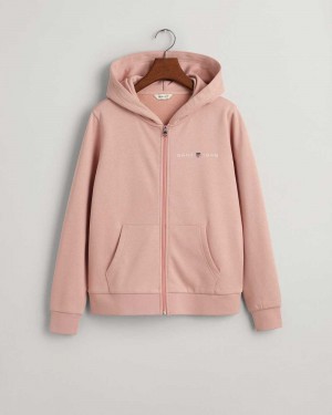 Gant Archive Shield Print Zip Women's Hoodie Dusty Rose | XWIMA-9831