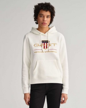 Gant Archive Shield Sweat Women's Hoodie Beige White | ZFKTS-3964