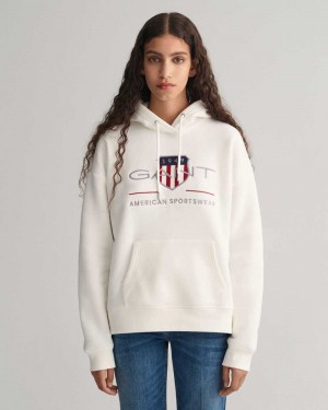 Gant Archive Shield Women's Hoodie Beige White | NQLXA-8319