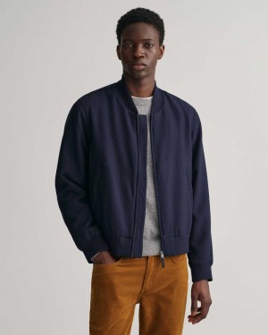 Gant Bomber Men's Jackets Evening Blue | LHJAY-2179