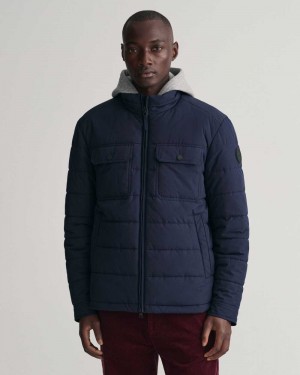 Gant Channel Quilted Men's Jackets Evening Blue | GDKBJ-7518