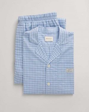 Gant Checked Set Men's Pajamas Capri Blue | TSRXZ-1685