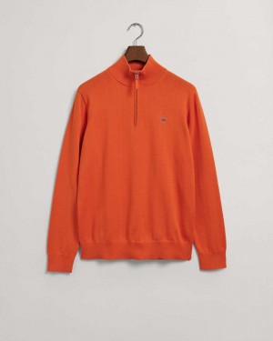 Gant Classic Cotton Half-Zip Men's Sweater Pumpkin Orange | FIUOY-8043