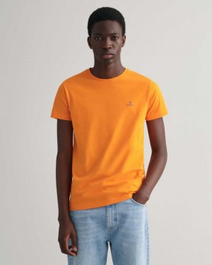 Gant Contrast Logo Men's T-Shirt Persimmon Orange | UNSMP-1703