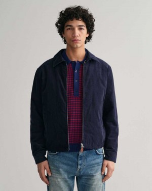 Gant Corduroy Windcheater Men's Jackets Marine | CLJYN-2751