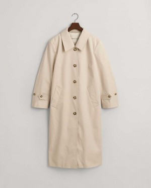 Gant Cotton Women's Coats Beige | UWEOI-0534