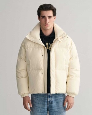 Gant Down Puffer Men's Jackets Cream | FCLOS-6420