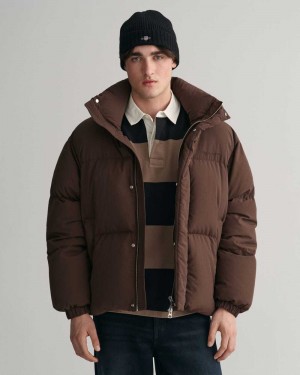 Gant Down Puffer Men's Jackets Rich Brown | ORGLD-6192