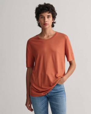 Gant Draped Women's T-Shirt Light Copper | QICZU-5243