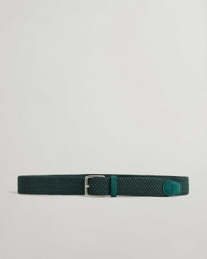 Gant Elastic Braided Men's Belts Tartan Green | TCNSL-8609