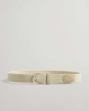 Gant Elastic Braided Women's Belts Cream | NBFCM-5413