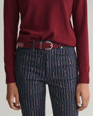 Gant Elastic Braided Women's Belts Plumped Red | NUSXB-4971