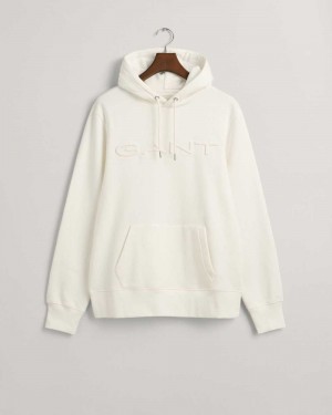 Gant Embossed Men's Hoodie Beige White | LHIKZ-8793