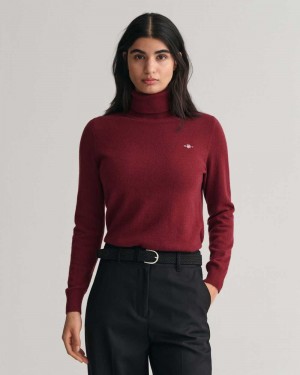 Gant Extra Fine Turtleneck Women's Sweater Plumped Red | TQDGA-8726