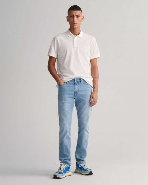 Gant Extra Slim Fit Active Recover Men's Jeans Semi Light Blue | LCEJT-6845