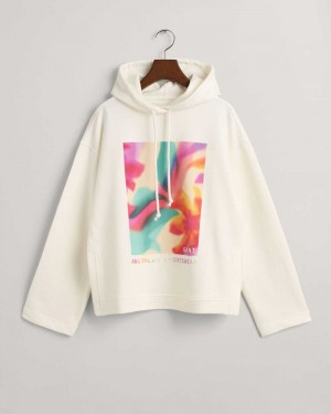 Gant Floral Graphic Women's Hoodie Beige White | EJCBA-2769