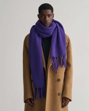 Gant Fluffy Wool Knit Men's Scarves Pansy Purple | LKHFA-5173