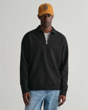 Gant GANT Icon Half-Zip Men's Sweatshirts Black | RYWCP-2016