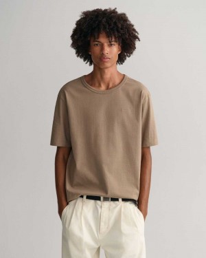 Gant GANT Icon Men's T-Shirt Taupe Beige | KXQYL-6340