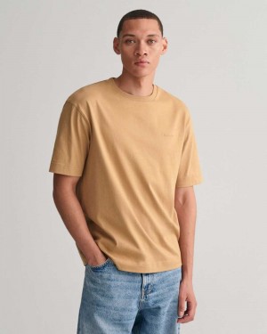 Gant GANT Icon Men's T-Shirt Wheat Beige | ZQXID-5372