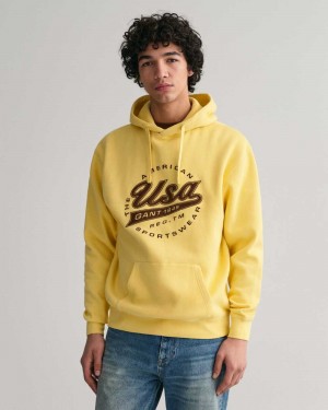 Gant GANT USA Men's Hoodie Light Mustard Yellow | CDEGK-9870