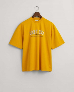 Gant GANT USA Men's T-Shirt Sunflower Yellow | PZHAW-5801