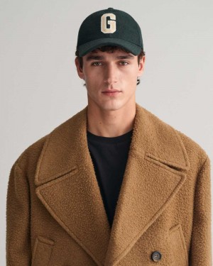 Gant G Badge Wool Men's Caps Tartan Green | TUKMN-2435